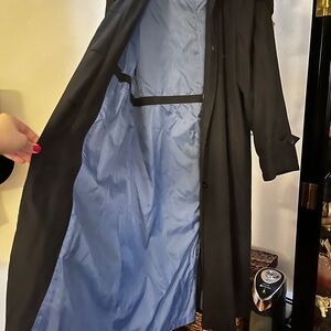 Black Trench Coat with Blue Lining